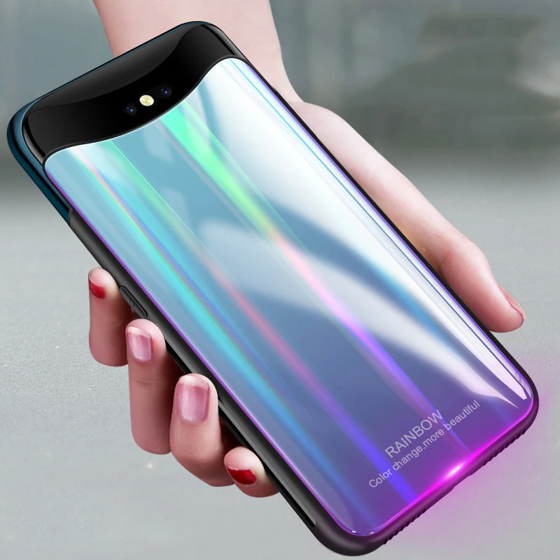 Find X Laser Shine чехол из закаленного стекла для OPPO Case 6 42 ''роскошный градиентный