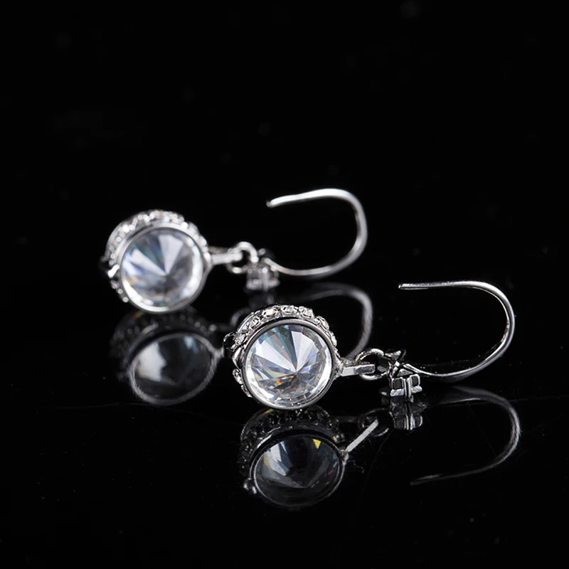 Корейские серьги подвески нового дизайна с большим кристаллом колесом и бантом