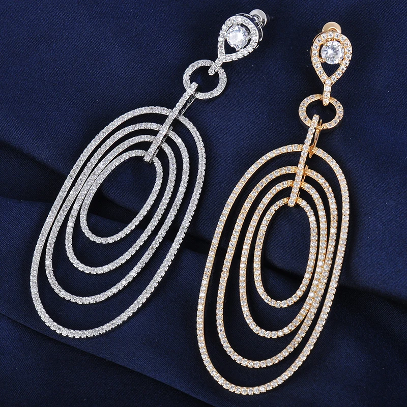 Женские серьги с фианитом GLE5292 круглые серебряным покрытием | Украшения и