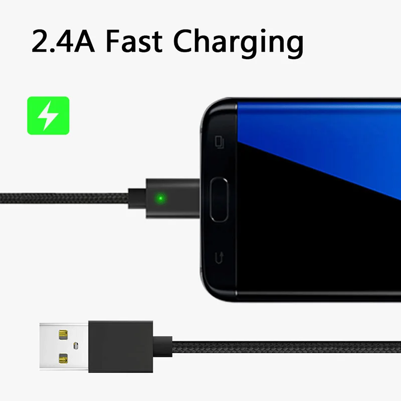 Магнитный кабель Rosinop 2.4A для быстрой зарядки 3 в 1 iphone Lightning USB Type-C samsung магнитный Micro