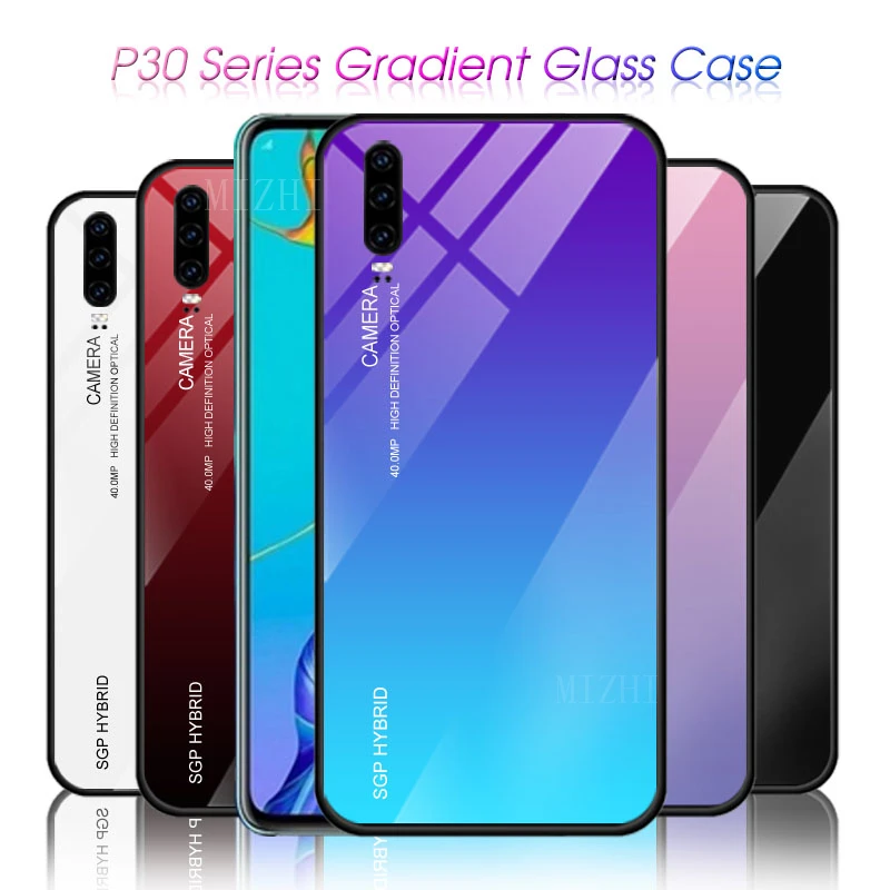 Градиентный чехол из закаленного стекла для телефона Huawei P30Pro чехлы P30 Pro Lite P 30 Light