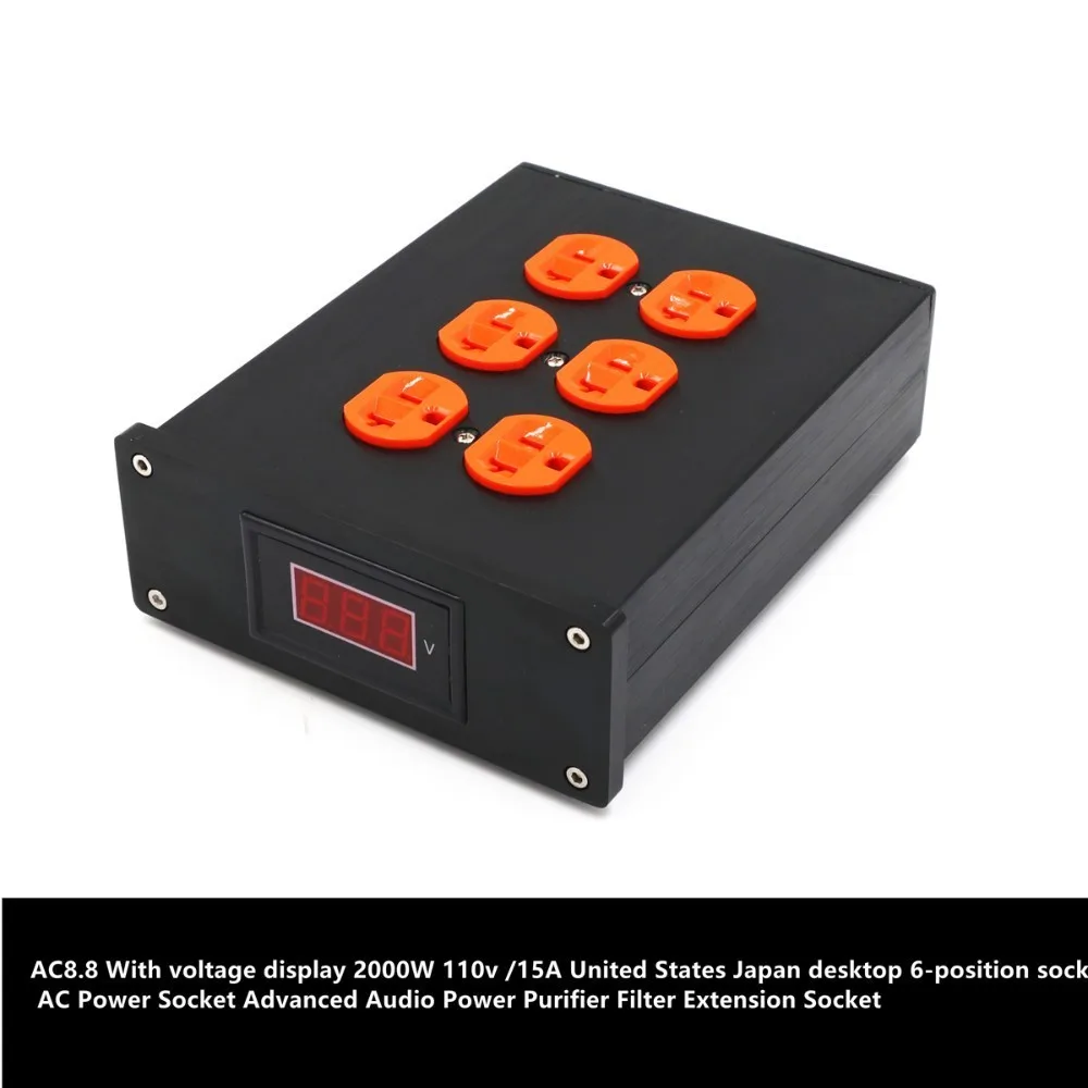 US15A с дисплеем напряжения 2000W 110v 15A США Япония 6 позиций AC Мощность разъем