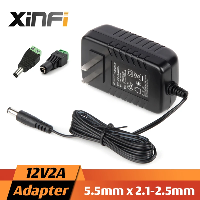 Адаптер питания XinFi 12 В 2 а 1 переменного тока 100-240 + разъем постоянного 5 мА