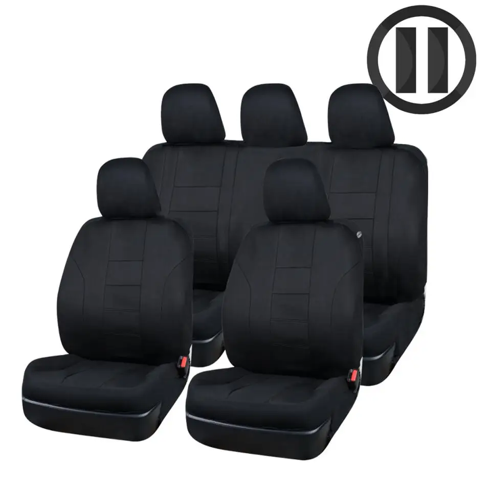 With Wheel Cover Bk Автомобильный пропуск универсальный автомобильный чехол для сиденья тканевые Чехлы для автомобиля подходят для grande punto Lada Vesta polo sedan polo 6r golf - Название цвета: With Wheel Cover Bk