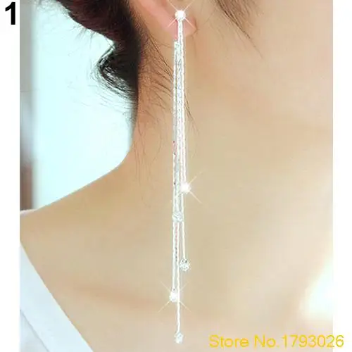 Стразы сплав супер длинные кисточки Женские коктейльные вечерние серьги 4TNF |