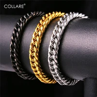 collare stainless steel bracelet men silver gold black 9mm cuban link bracelet hip hop men fashion jewelry 8inch gift h252