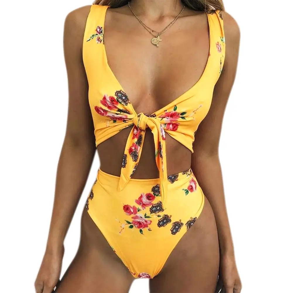 

Hot Floral High Waist Bikini Sexy Women Swimsuit Print Swimwear Brazilian Bikini Set Bathing Suit DO2