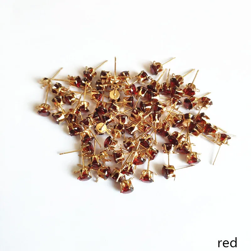 red Новое поступление!(Выберите цвет) 200 шт медь со стеклянным Носорогом серьги/серьги аксессуары/детали для серег для изготовления ювелирных изделий - Цвет: red