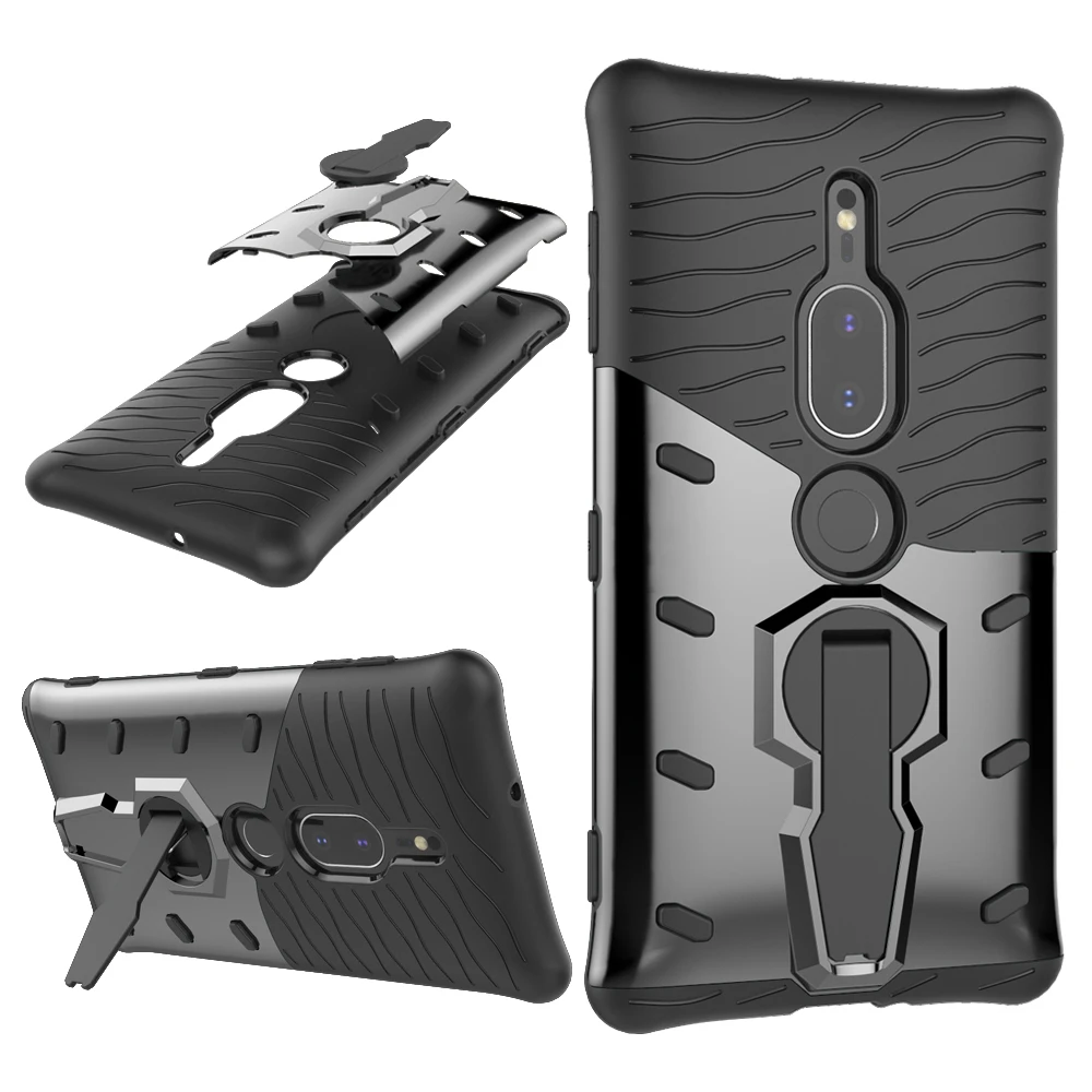Чехол для sony Xperia XA1 XZ XZS XZ1 XZ2 L1 L2 E5 Compact Premium роскошный Battlegear Жесткий PC силиконовый чехол для телефона