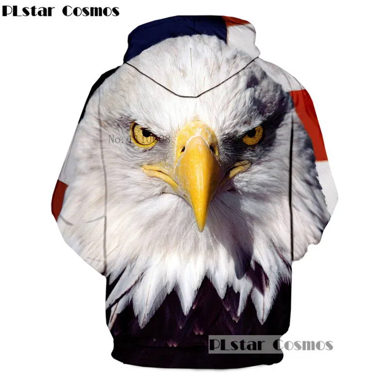 Модные толстовки PLstar Cosmos в американском стиле с 3d принтом звезд и орлов