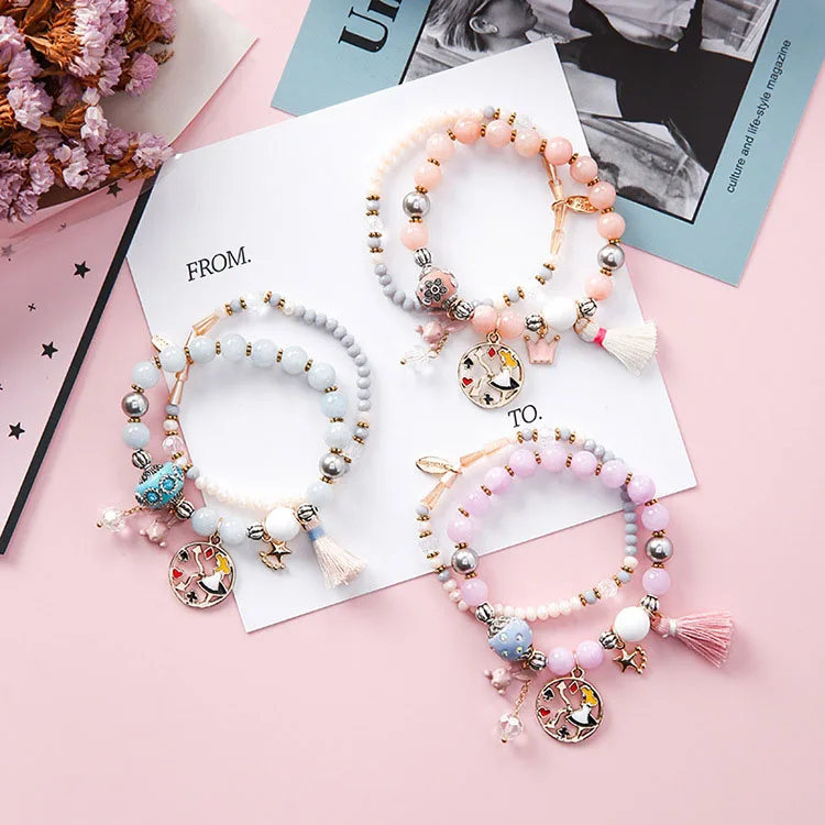 Богемные Boho кролик звёзды часы Девушка кисточкой браслеты с подвесками