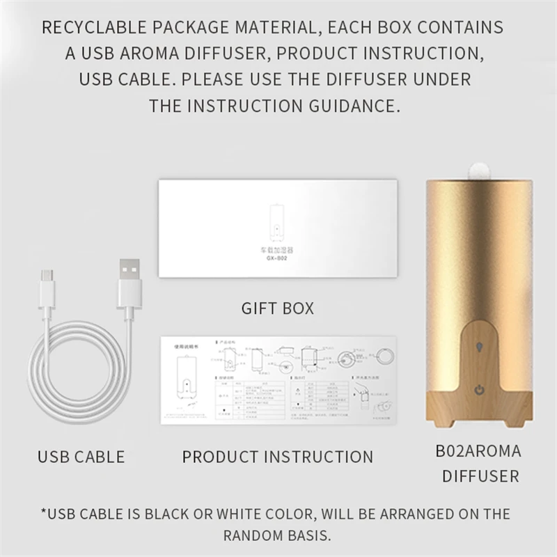 GX. Автомобильный диффузор освежитель эфирных масел ультразвуковой USB