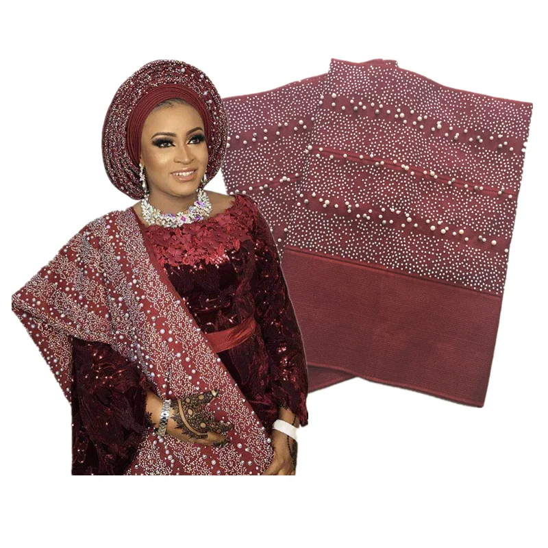 Свадебный Винный Цвет в африканском стиле для женщин aso oke со множеством камней