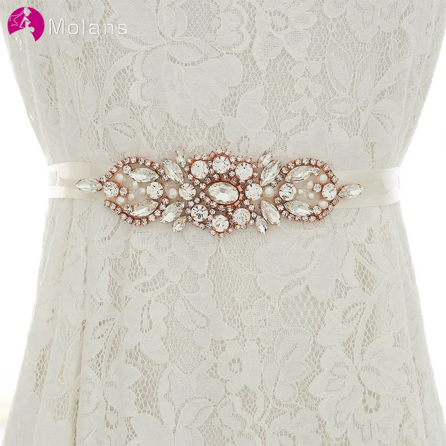 MOLANS ручной Кристалл Бриллианты свадебный пояс для свадебного платья розовое