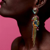 2019 za natural stone beads drop earrings for women vintage crystal bird pendant dangle earrings statement jewelry