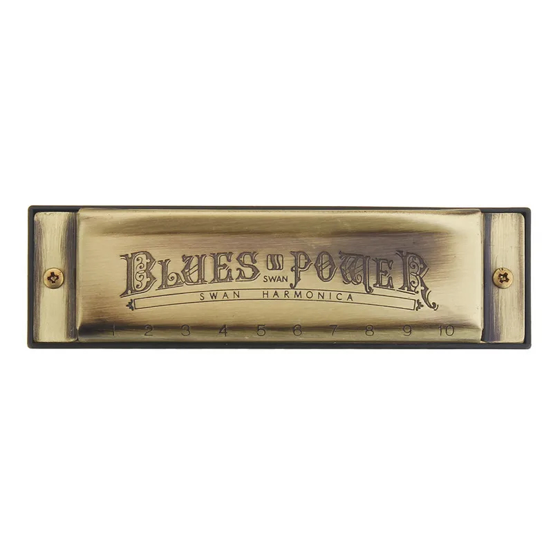 Swan 10 Holes 20 Tones Blues C Key Harmonica High-end Bronze Color Musical Instrument Woodwind Mouth Organ Harmonicas Harps | Спорт и