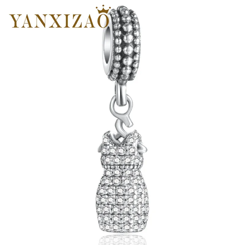 Yanxizao 2018 Мода Серебро 925 CZ Бусины Fit Пандора циркон девушки браслет кулон Цепочки и