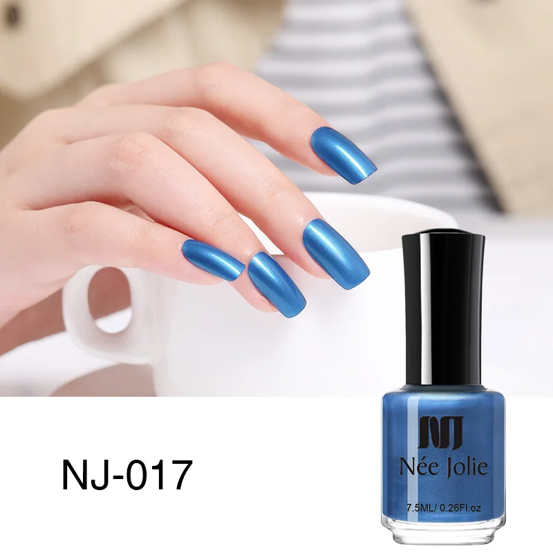 7.5ML NJ-017 NEE JOLIE Серебряный зеркальный лак для ногтей розовое золото прозрачный цвет 7,5 мл стойкий лак для ногтей 18 цветов Быстросохнущий лак для ногтей - Цвет: 7.5ML NJ-017