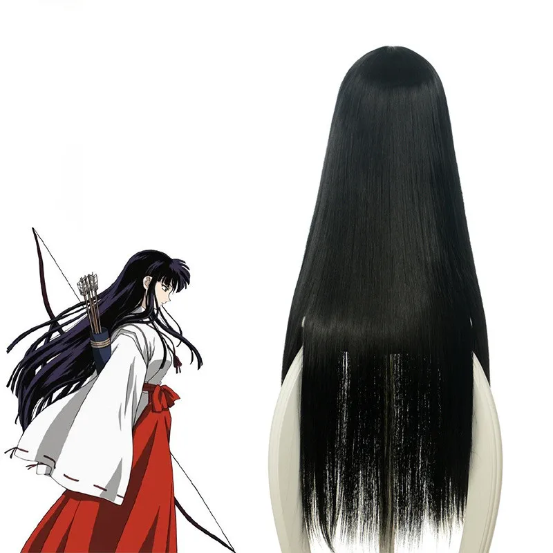 Аниме Inuyasha Kikyou косплей парик Хэллоуин костюмы кикио черные длинные прямые волосы