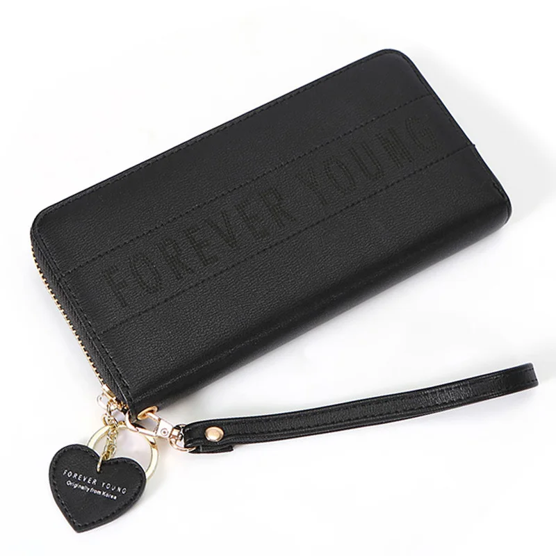 Forever Young сердце кулон браслет-кошелек женский буквенный клатч кошелек женский держатель для карт Дамский кошелек для монет и телефона сумка Новинка - Цвет: Black