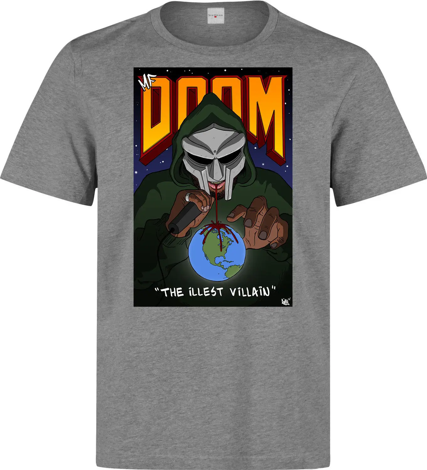 MF Doom The Illest злодей искусство для мужчин (доступно женщин) серая футболка крутая