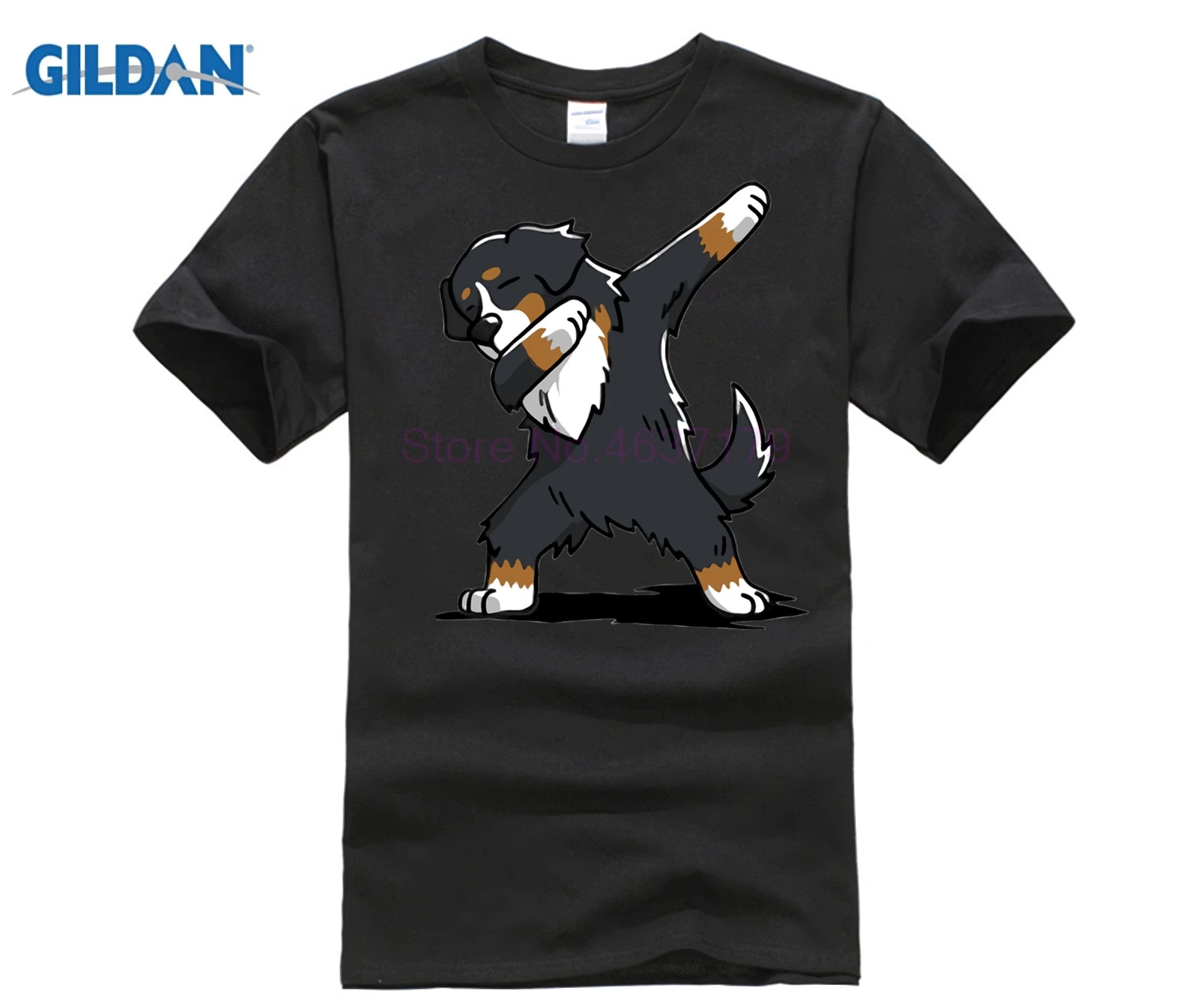 Забавная Бернская горная собака футболка мужская Dab Dog футболка мужская повседневная Модная хлопковая футболка негабаритный подарок для влюбленных собак - Цвет: black