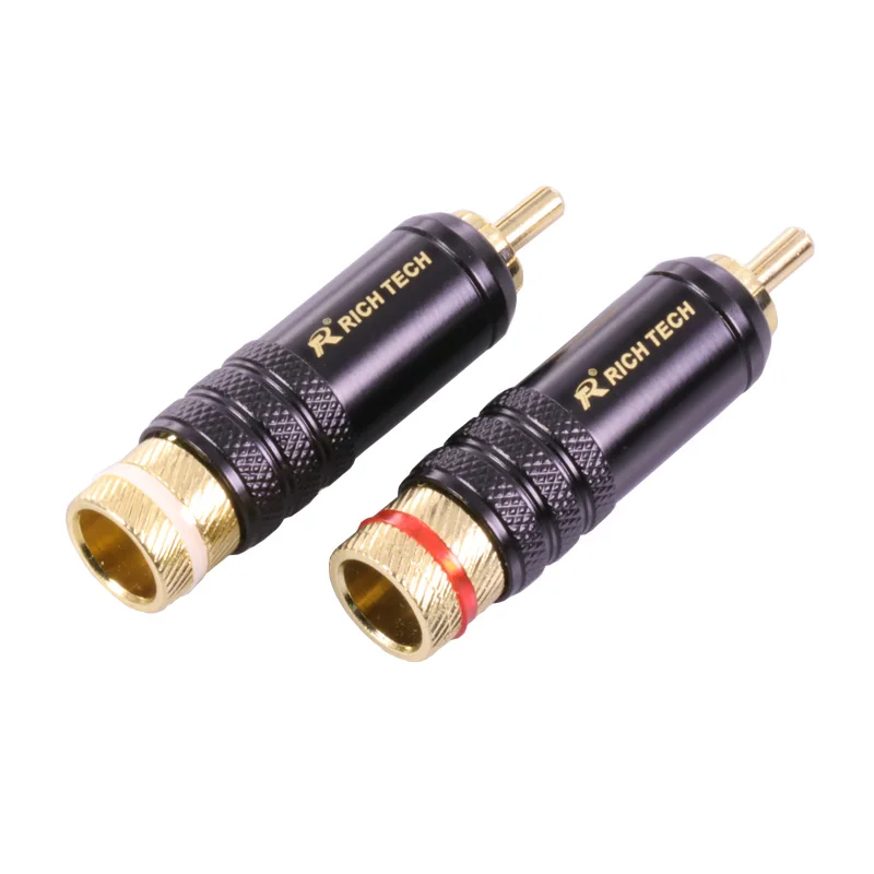 2 шт./лот Позолоченные Медь RCA Plug прочный винты разъема блокировки пайки