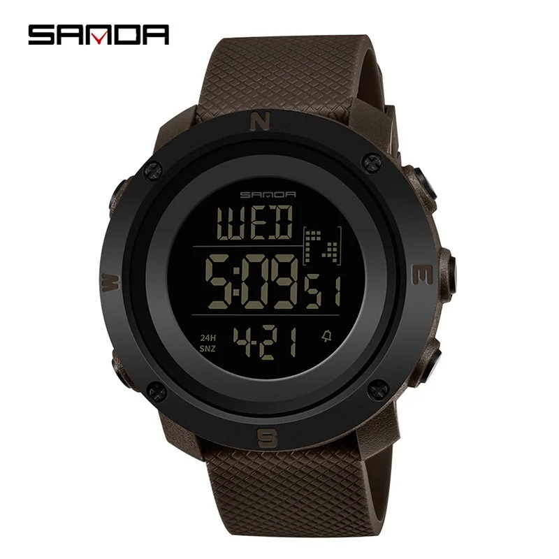 women coffee SANDA женские спортивные часы Reloj Mujer силиконовый ремешок Montre Femme женские часы водонепроницаемые цифровые часы подарки - Цвет: women coffee