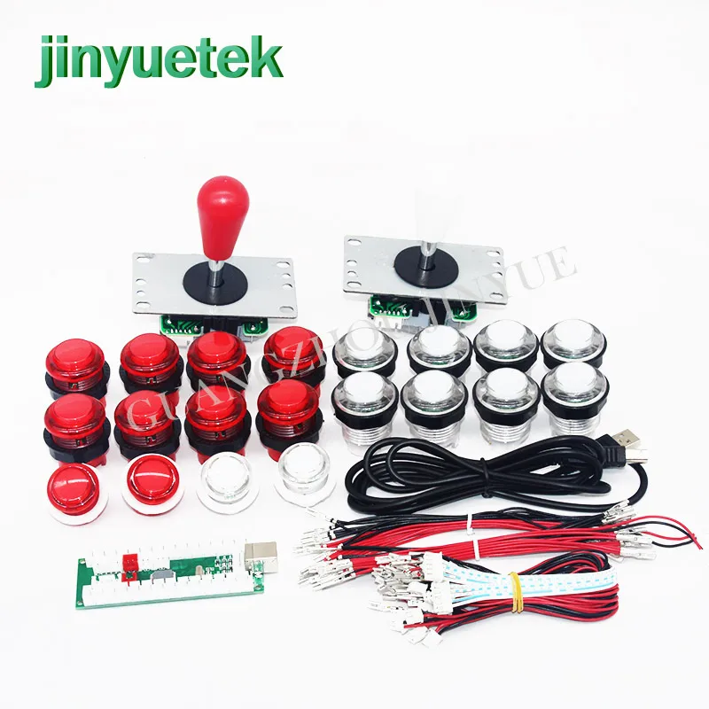 red and white 2 Нулевая задержка USB кодер 2 Play станция PC PS2 PS3 копия Sanwa Джойстик светодиодная кнопка для аркадная Кнопка комплект JAMMA MAME - Цвет: red and white 2