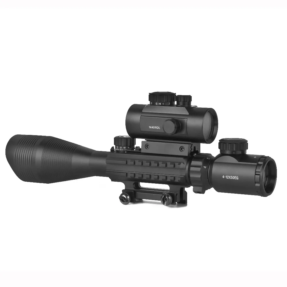 Охотничий прицел 4-12x50EG Tratical Riflescope с 1x40 Red Dot лазерный оптический прицел компактный 3 в 1 комбинированный снайперский Коллиматорный прицел