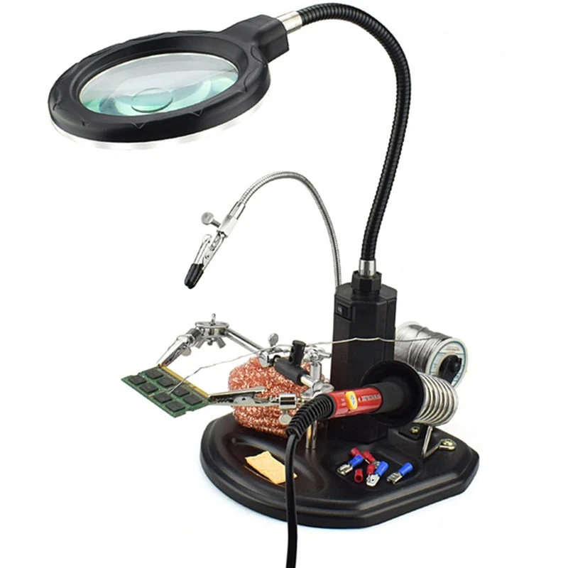 2.5X (6D)/4X (12D) 16 Smd светодиодов Лупа пайки Рука помощи рабочего стола увеличительное