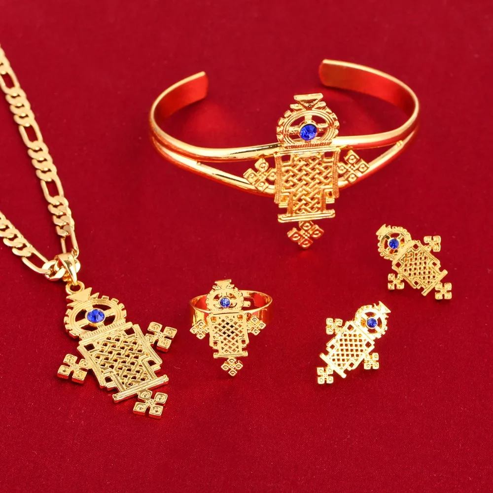 Новое поступление комплекты ювелирных украшений из эфиопской кожи 24 к золотого