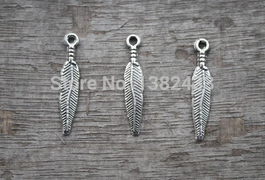 40 шт. подвески из перьев Античные тибетские серебряные в виде пера капелька Ловец