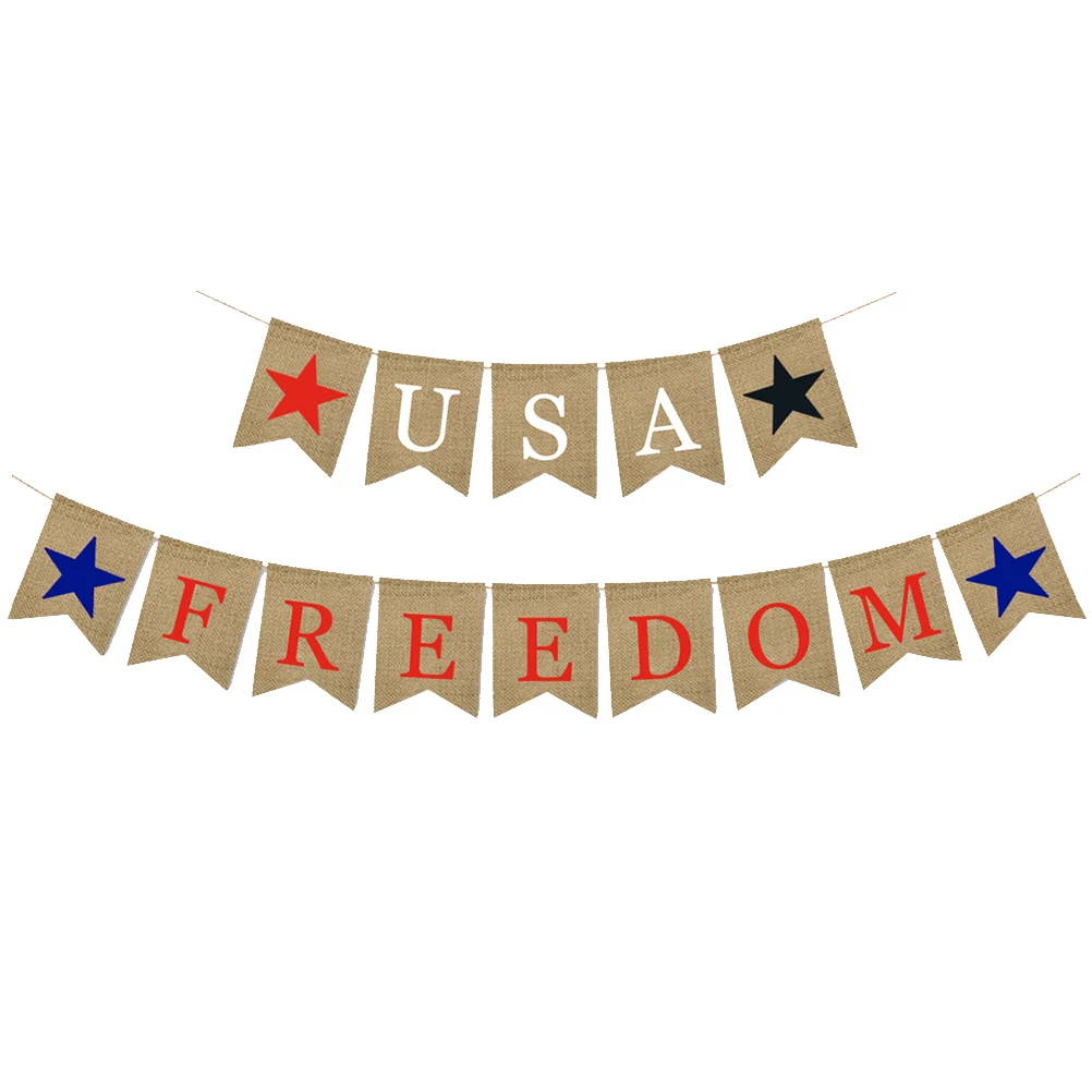 Баннеры из мешковины декоративные США и свобода фото реквизит знак Вечеринка