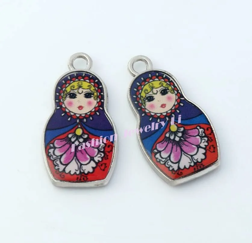 10 шт. Двусторонняя 4 цвета эмалированная Матрешка Русская кукла Очаровательные