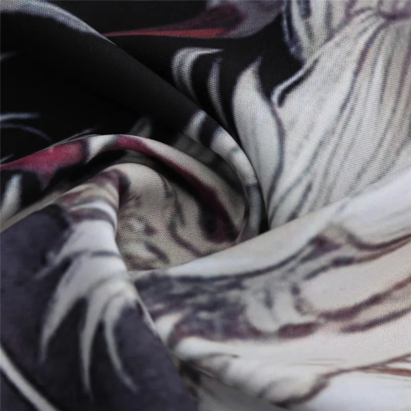 Мужская рубашка с длинным рукавом летняя черная без пуговиц принтом винтажная