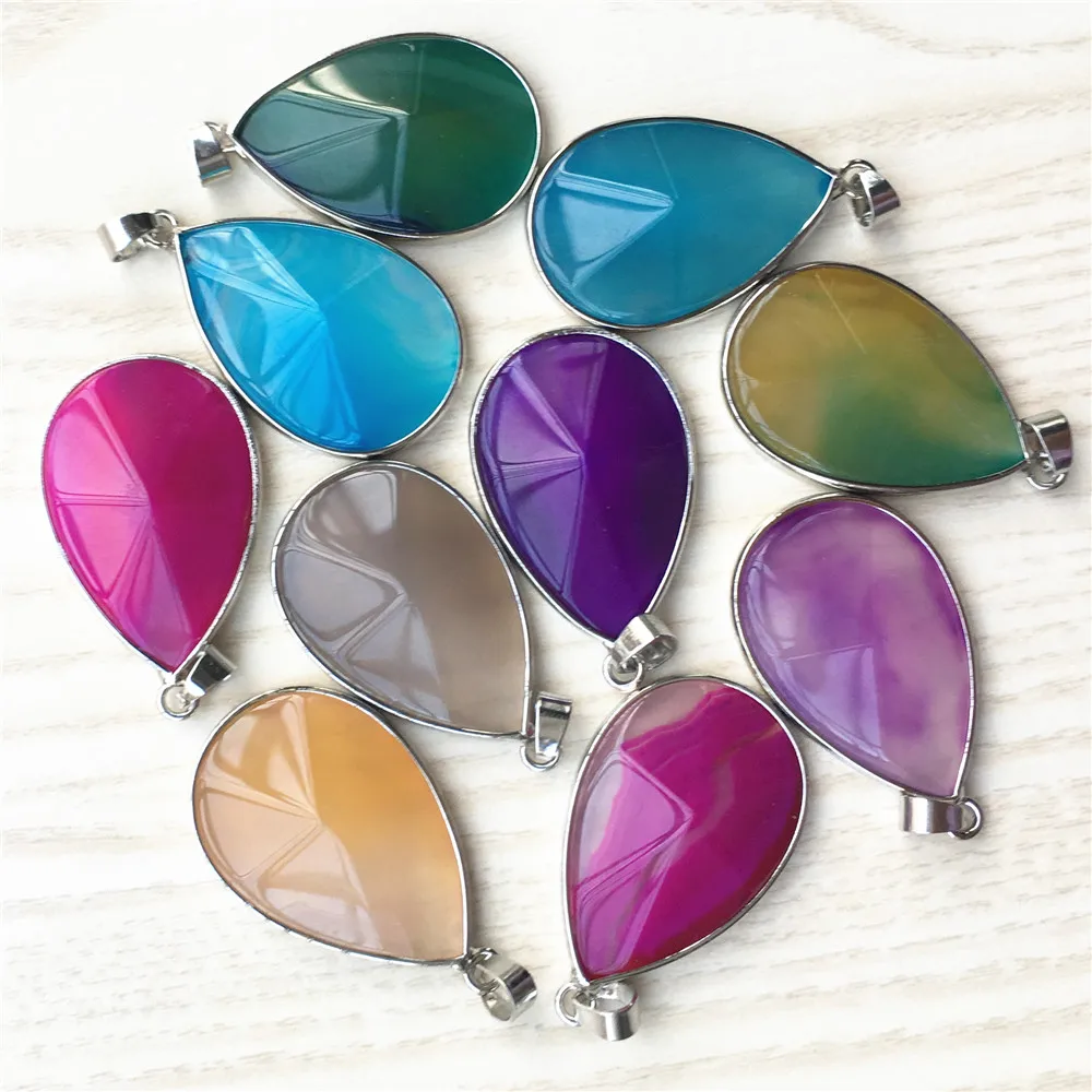 Подвеска из натурального камня синий зеленый серый фиолетовый Агаты оникс