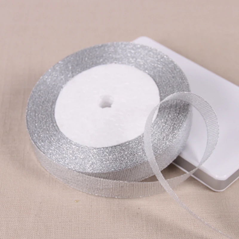 Лента с металлическим блеском для упаковки подарков 15 мм 25 ярдов/рулон | Дом и сад