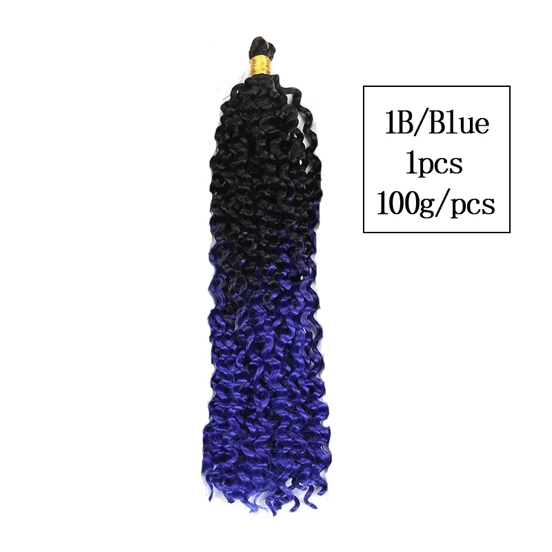1B Blue 1pcs Волна воды синтетический плетение волос для наращивания вьющийся кроше защелки крюк плетение курчавые волосы в стиле афро Инструменты для укладки - Цвет: 1B Blue 1pcs