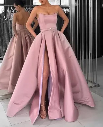 Style 1 Выпускные платья Burgundy с карманами с боковыми без бретелек, сатин элегантные длинные Вечеринка Платья цвет красного вина женское вечернее платье - Цвет: Style 1