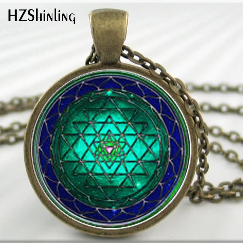 HZ A354 ожерелье Sri yantra кулон Священная геометрия ювелирное изделие винтажное Йога