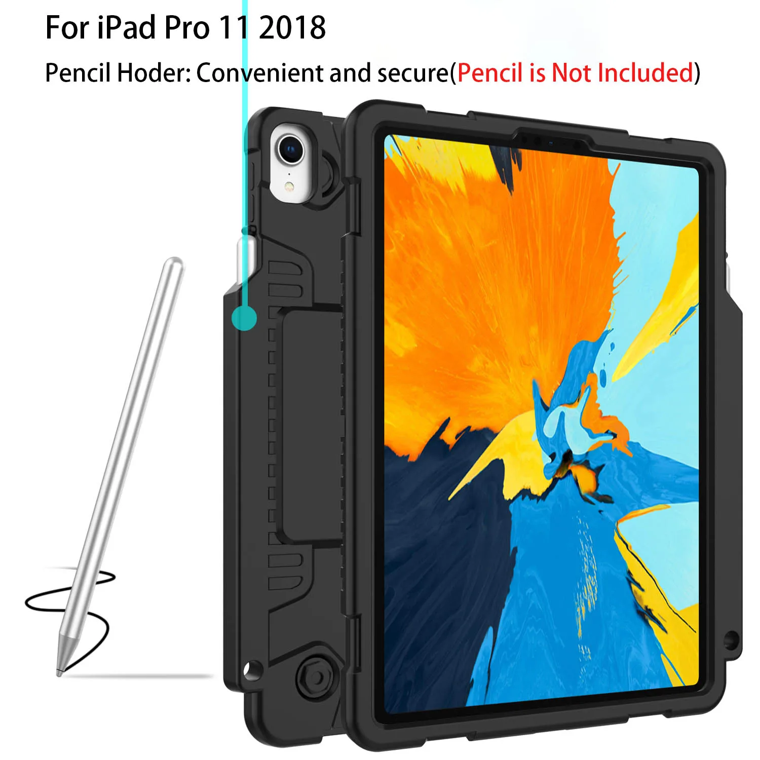 

Silicon Case For iPad Pro 11 2018 Cover Pencil Holder Shockproof With Stand Adjustable Angle Full Body Shell For iPad Pro 11