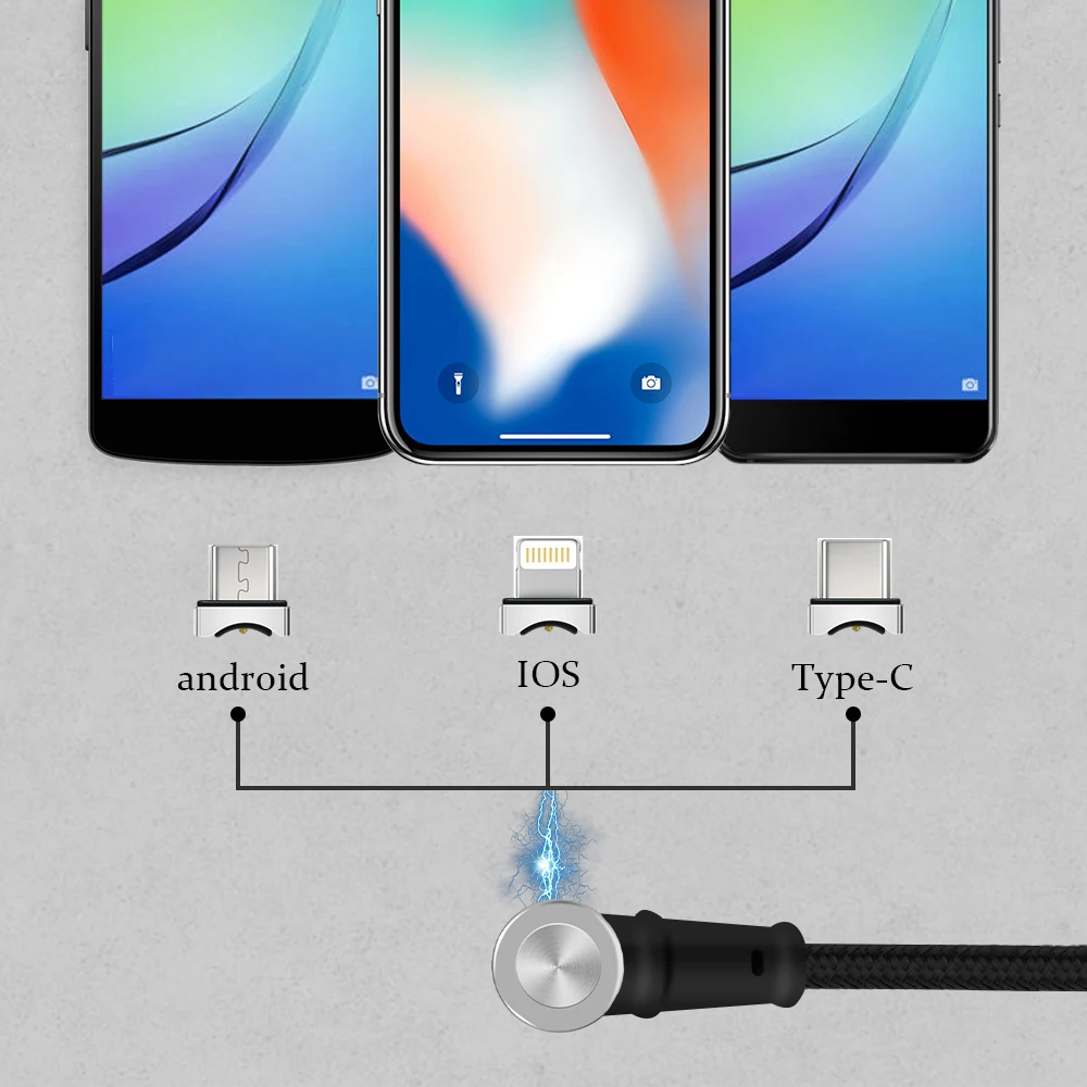 Магнитный кабель Sinstar для быстрой зарядки 180 градусов Тип C Micro USB Iphone Android типа |