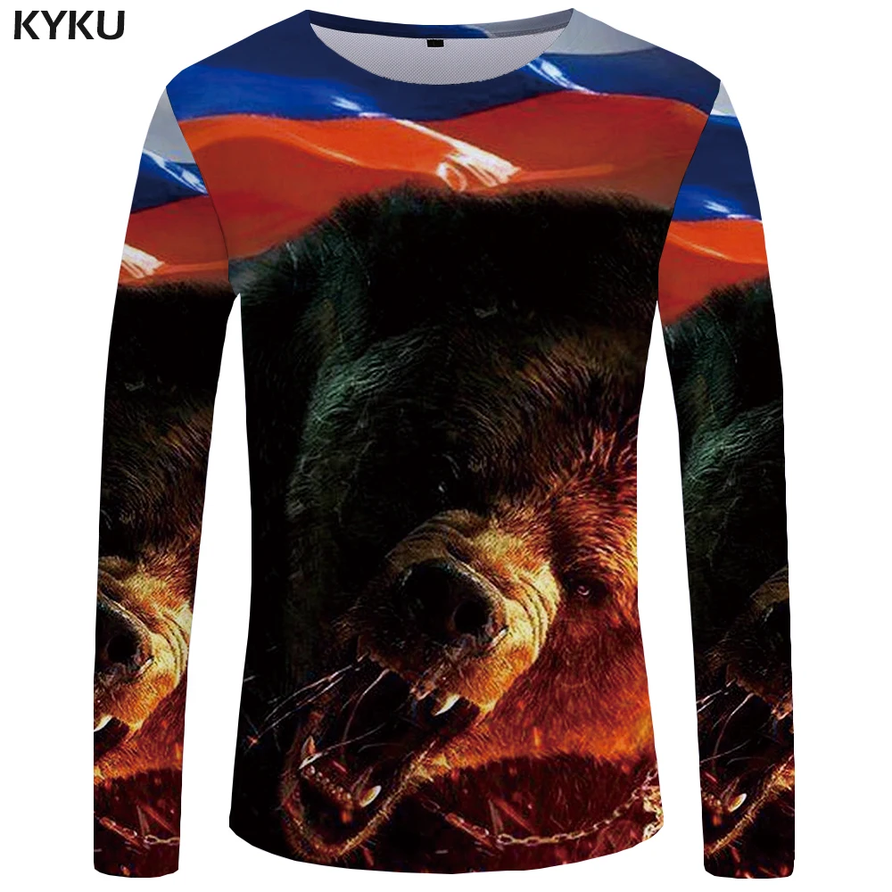 Футболка с длинным рукавом KYKU брендовая футболка 3d принтом|3d t-shirt|brand t-shirtt-shirt brand |