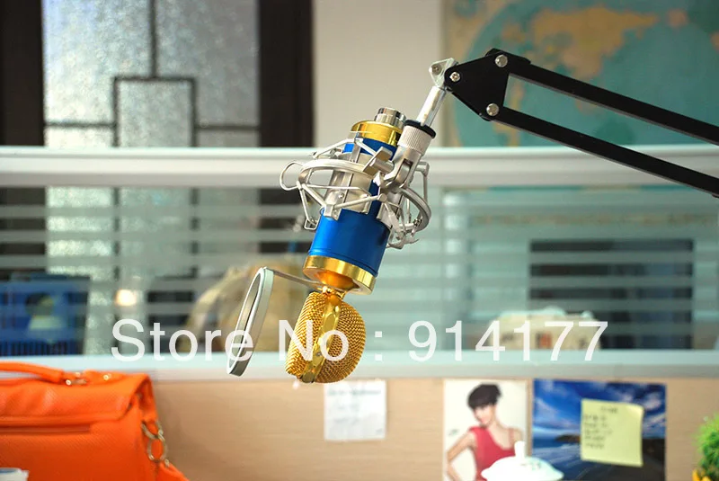 Синий Конденсаторный Микрофон Портативный Записи Профессиональный + Shockmount Губка