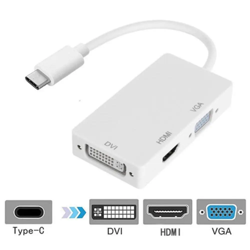 3 в 1 USB 3. 0 Type C/Mini DP к DVI HDMI VGA Кабель адаптер 4K C мультипортовый конвертер для