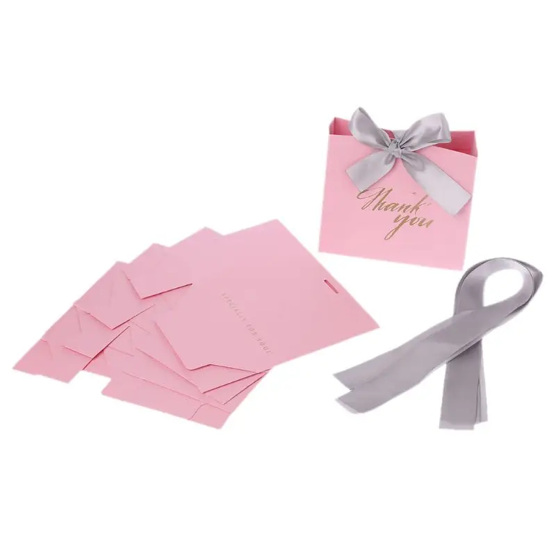 5Pcs Thank You Paper Candy Chocolate Cake Boxes Package Gift Bag Wedding Party Favors with Ribbon | Дом и сад