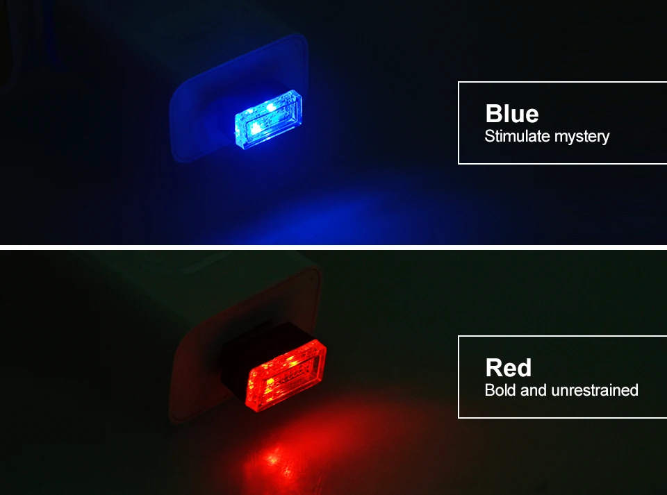Портативный автомобильный ночной Светильник USB светодиодный атмосферный светильник s декоративная лампа, освещение Универсальный PC красный синий белый розовый голубой-синий