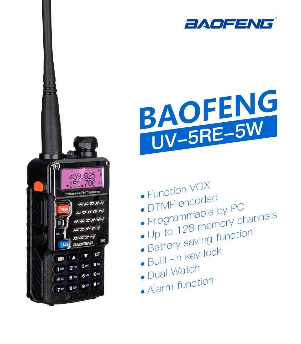 Baofeng UV-5RE для полицейской рации сканер радио двухдиапазонный Cb радиопередатчик UHF 400-520 МГц и VHF 136-174 МГц