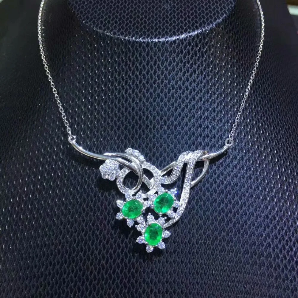 Подвеска SHILOVEM из серебра 925 пробы с натуральным изумрудом классические ювелирные